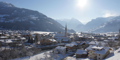Panorama Zell am Ziller im Winter, Zillertal Tirol Österreich